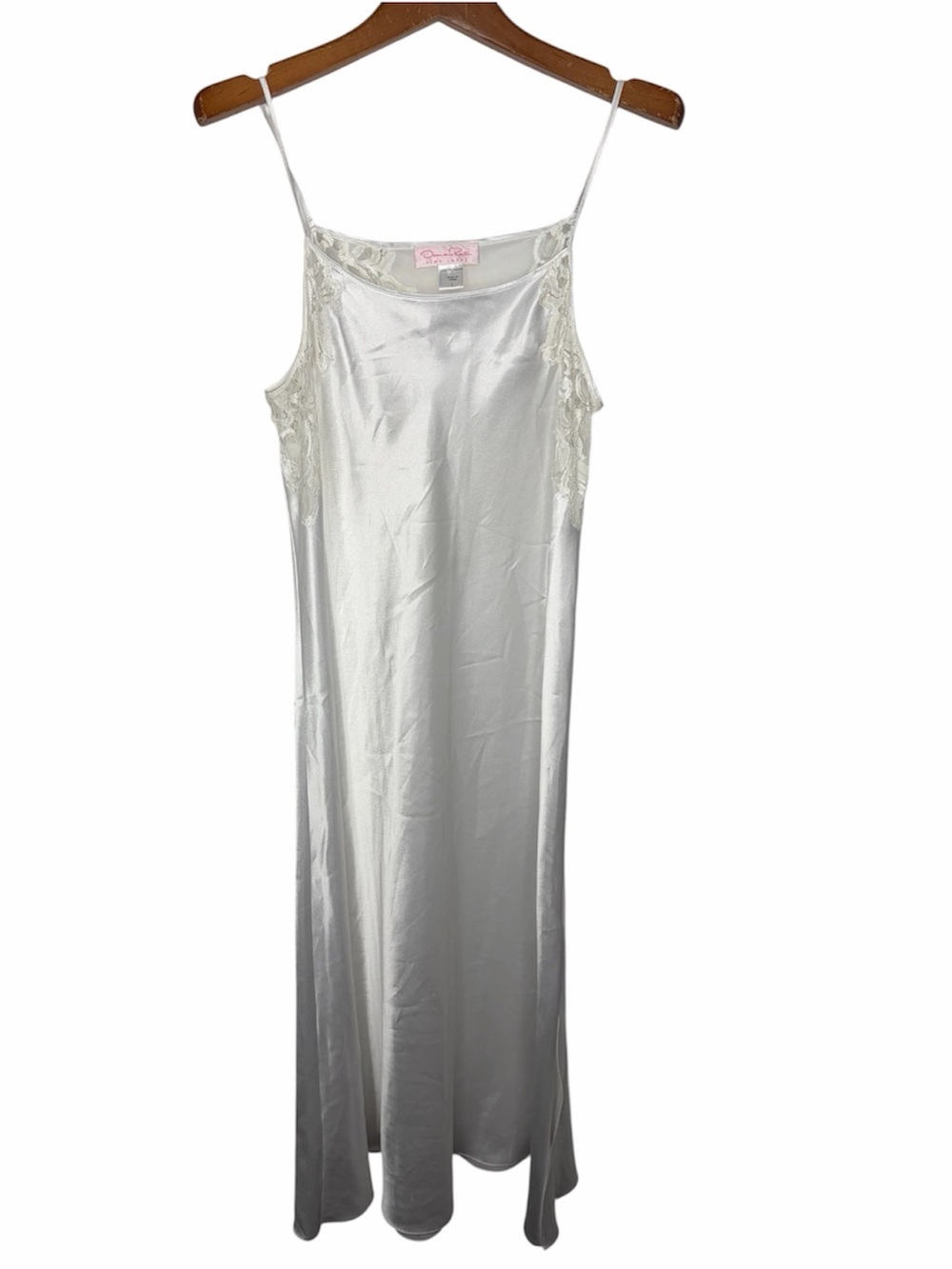Oscar De La Renta Pink label White Bridal Lace Satin Slip Nightgown Large.